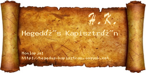 Hegedűs Kapisztrán névjegykártya
